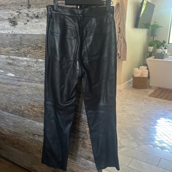 REBECCA TAYLOR 100% Real Lambskin Leather Crop Pants in Black - Picture 7 of 10